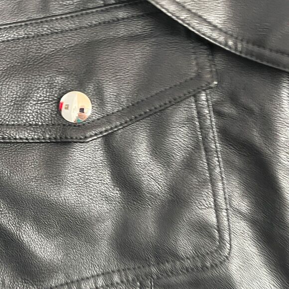 D&M Slouchy Moto Jacket Women Size Small OVERSIZED fits up to a 1X Vegan Leather - Picture 3 of 15